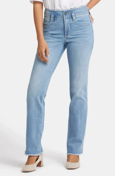Nydj Marilyn Hollywood Frayed High Waist Straight Leg Jeans In Blue Valley
