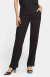 Nydj Marilyn Linen Blend Straight Leg Pants In Black