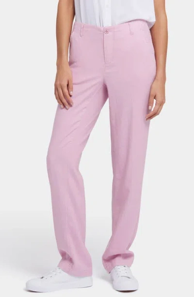 Nydj Marilyn Linen Blend Trousers In Pink Nectar
