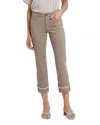 Nydj Marilyn High Waist Contrast Detail Wide Cuff Ankle Jeans In Saddlewood