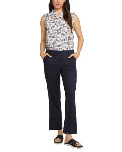 Nydj Marilyn Oxford Navy Linen-blend Trouser In Black