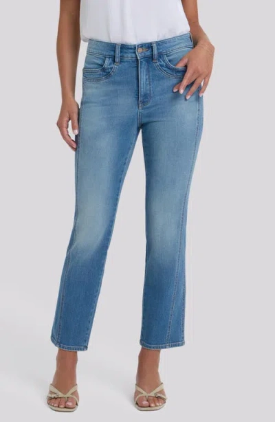 Nydj Marilyn Paneled High Waist Ankle Straight Leg Jeans In Blue