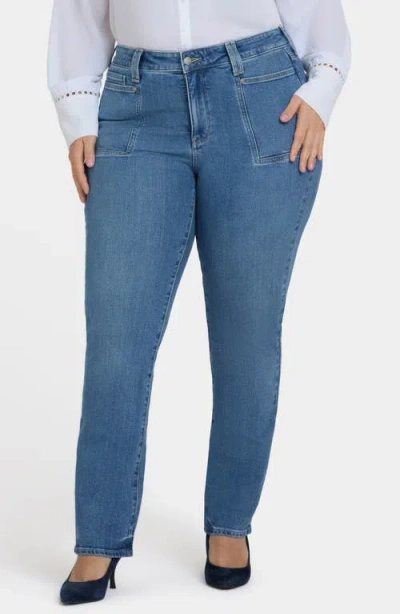 Nydj Marilyn Patch Pocket Straight Leg Jeans In Blue