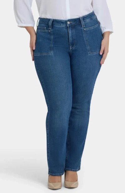 Nydj Marilyn Patch Pocket Straight Leg Jeans In Blue