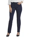 Nydj Sheri Womens Dark Wash Flocked Slim Jeans In Blue