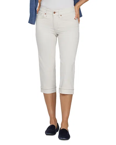 Nydj Petites Marilyn Straight Crop Cuff Jeans In Vintage White In Neutral