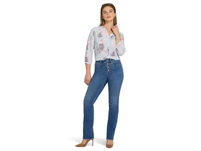 Nydj Marilyn High Rise Button Fly Straight Jeans In Wild River In Blue