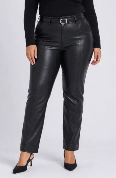 Nydj Marilyn Straight Leg Faux Leather Pants In Black