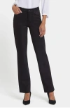 Nydj Petites Marilyn Faux Suede High Rise Straight Jeans In Black In Black