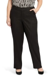 Nydj Marilyn Straight Leg Linen Blend Trousers In Black