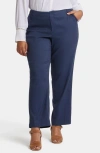 Nydj Marilyn Straight Leg Linen Blend Trousers In Oxford Navy