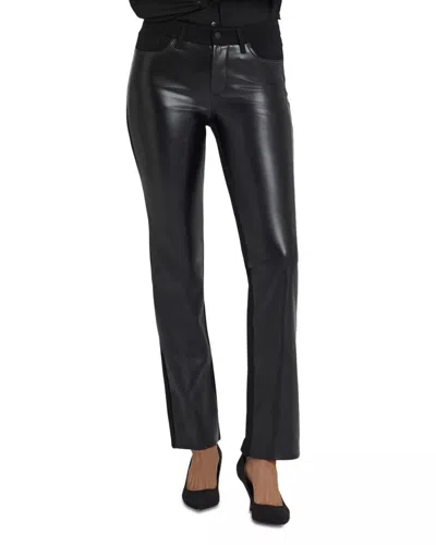 Nydj Marilyn Straight Mixed Media Pants In Black