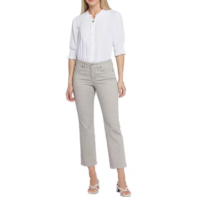 Nydj Marilyn Straight Womens Striped Denim Ankle Jeans In Sandbar Stripe