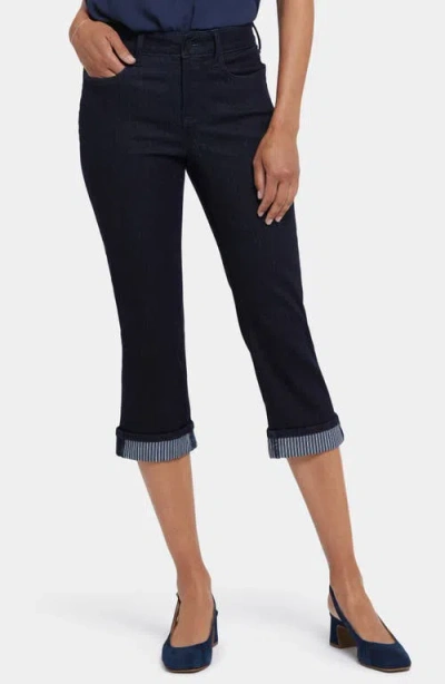 Nydj Marilyn Stripe Cuff Crop Straight Leg Jeans In Rinse