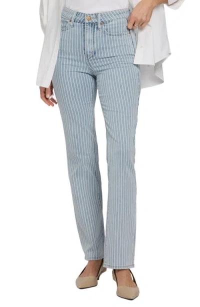 Nydj Marilyn Stripe High Waist Straight Leg Jeans In Blue
