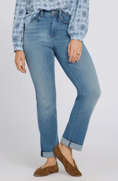 Nydj Marilyn Triple Stitch High Waist Straight Leg Jeans In Blue