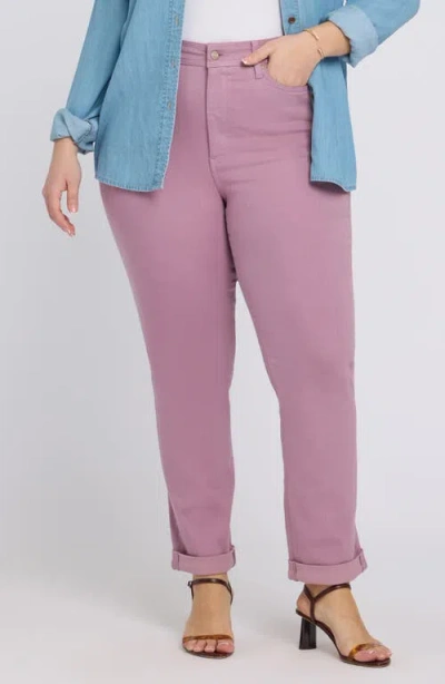 Nydj Marilyn Triple Stitch High Waist Straight Leg Jeans In Pink