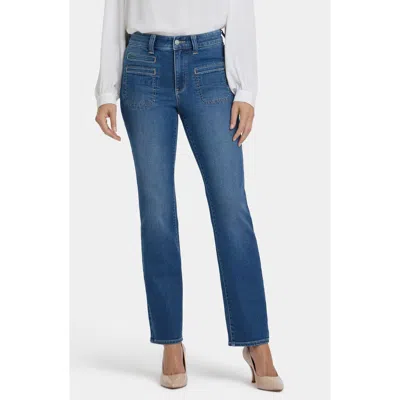 Nydj Marilyn Utility Pocket Straight Jeans In Blue