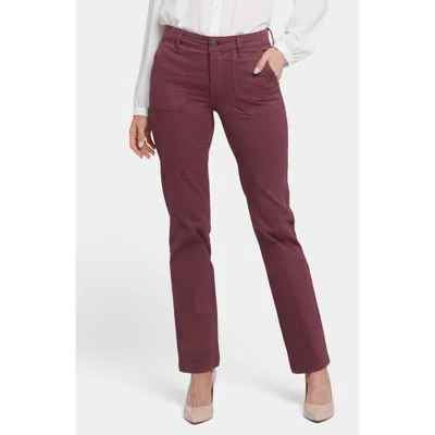 Nydj Marilyn Utility Pocket Straight Leg Jeans In Dark Cherry