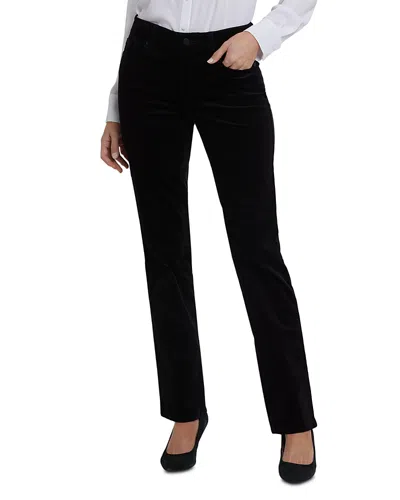 Nydj Marilyn Velveteen High Rise Straight Jeans In Black
