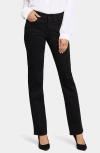 Nydj Marilyn Waist Match Straight Leg Jeans In Black