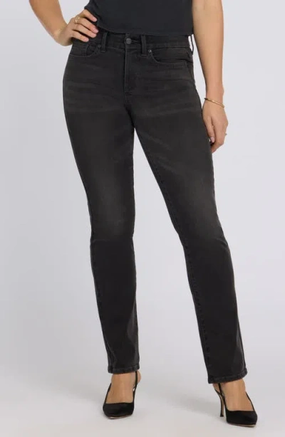 Nydj Marilyn Waist Match Straight Leg Jeans In Black