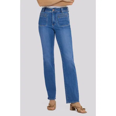 Nydj Marilyn Welt Pocket High Waist Straight Leg Jeans In Blue
