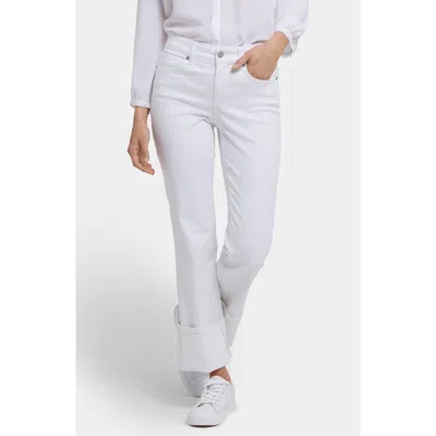 Nydj Marilyn Wide Cuff Straight Leg Jeans In Optic White
