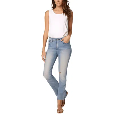 Nydj Marilyn Womens Destroyed Denim Straight Leg Jeans In Gray