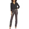 Nydj Marilyn Womens Faux Leather Solid Straight Leg Pants In Pink