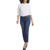 Nydj Marilyn Womens Frayed Hem Denim Straight Leg Jeans In Multi