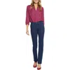 Nydj Marilyn Womens Knit Tencel Straight Leg Jeans In Multi