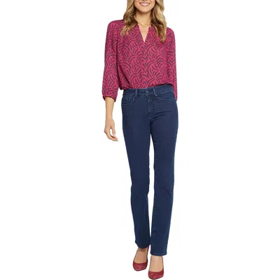 Nydj Marilyn Womens Knit Tencel Straight Leg Jeans In Multi