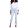 Nydj Marilyn Womens Raw Hem Denim Straight Leg Jeans In Multi