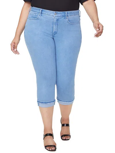 Nydj Marilyn Womens Straight Leg Light Wash Cropped Jeans In Blue