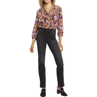 Nydj Marilyn Womens Stretch Denim Straight Leg Jeans In Multi