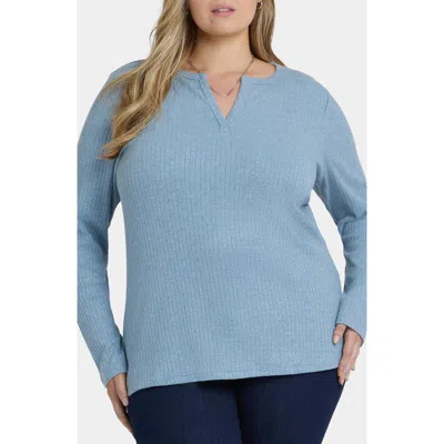 Nydj Metallic Rib Top In Blue