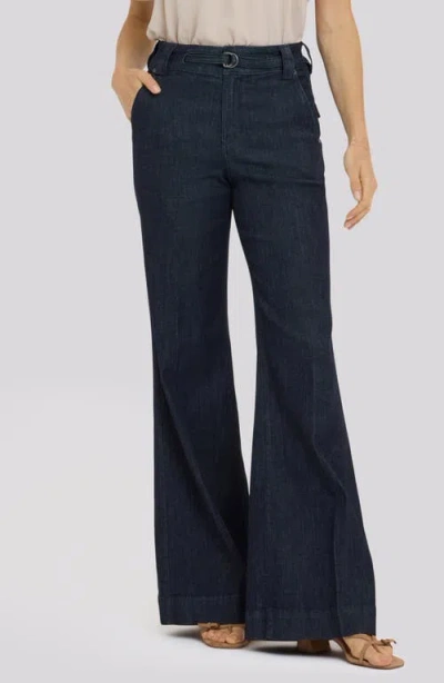 Nydj Mia Belted High Waist Palazzo Flare Jeans In Blue