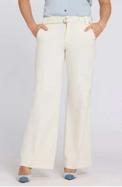 Nydj Mia Belted High Waist Palazzo Flare Jeans In White