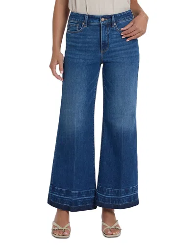 Nydj Mia High Rise Palazzo Ankle Contrast Jeans In Trail Land In Blue
