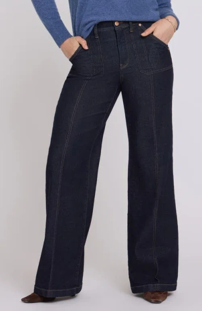 Nydj Mia Palazzo High Waist Flare Utility Jeans In Blue