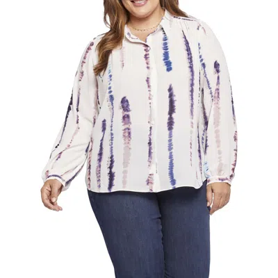 Nydj Modern Blouse Womens Collar Polyester Button-down Top In Multi