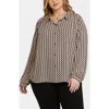 Nydj Plus Size Modern Blouse Point Collar Top In Multi