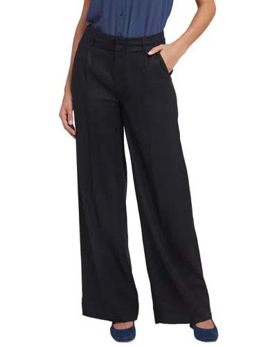 Nydj Mona Black Linen-blend Wide Leg Jean In Multi