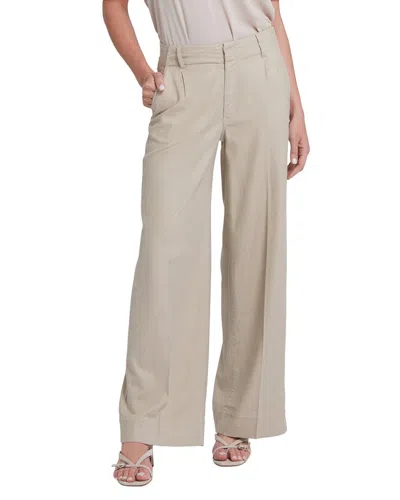 Nydj Mona Feather Linen-blend Wide Leg Jean In Brown