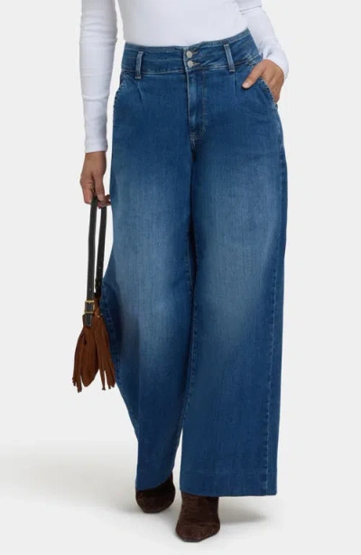 Nydj Mona High Waist Ankle Wide Leg Trouser Jeans In Blue