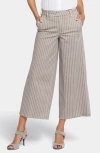 Nydj Mona High Rise Wide Leg Trouser Ankle Jeans In Boardwalk In Boardwalk Stripe