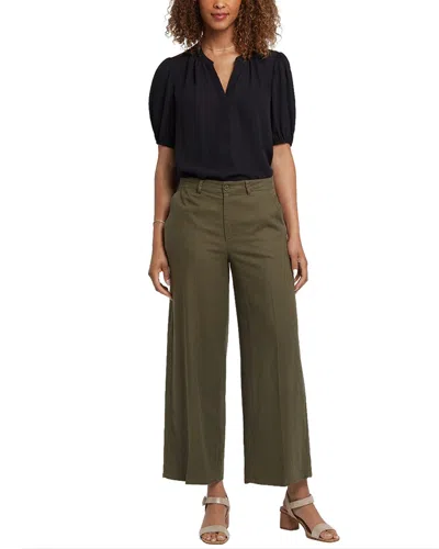 Nydj Morgan Stretch Linen Wide Leg Ankle Pants In Bay Leaf