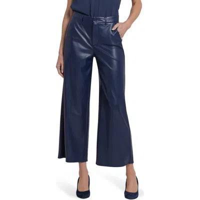 Nydj Morgan Faux Leather Wide Leg Ankle Pants In Blue