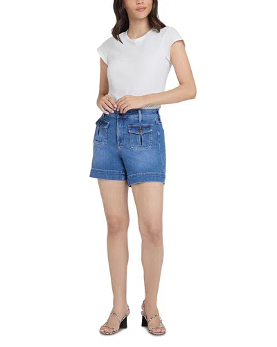 Nydj Berkyn Patch Pocket High Waist Denim Shorts In Blue